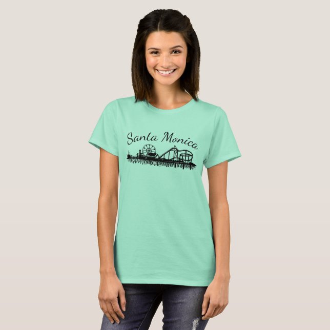 California Santa Monica CA Pier Beach Ferris Wheel T-Shirt (Vorne ganz)