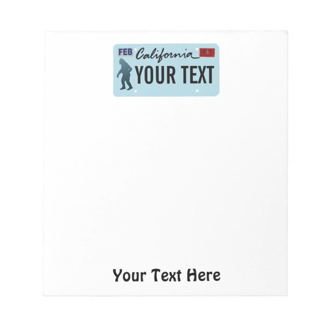 California Sasquatch License Plate Notizblock (Vorderseite)