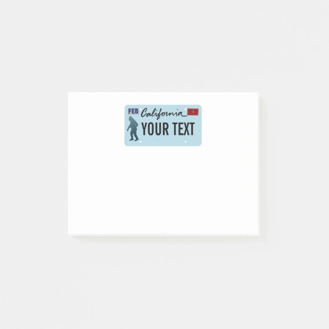 California Sasquatch License Plate Post-it Klebezettel (Vorderseite)