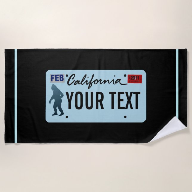 California Sasquatch License Plate Strandtuch (Vorderseite)