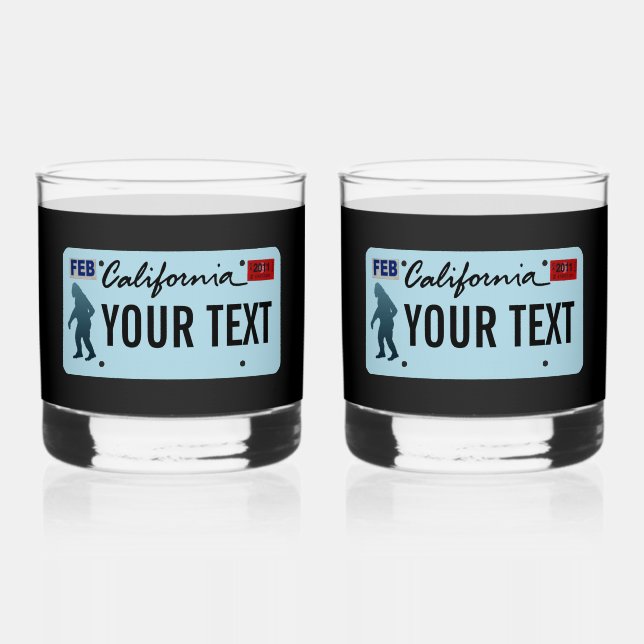 California Sasquatch License Plate Whiskyglas (Vorderseite)
