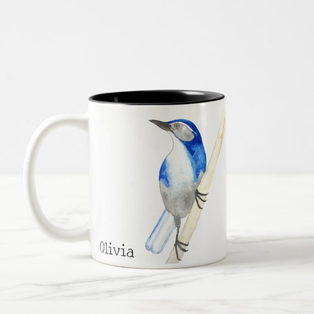 California Scrub Jay Zweifarbige Tasse (Links)