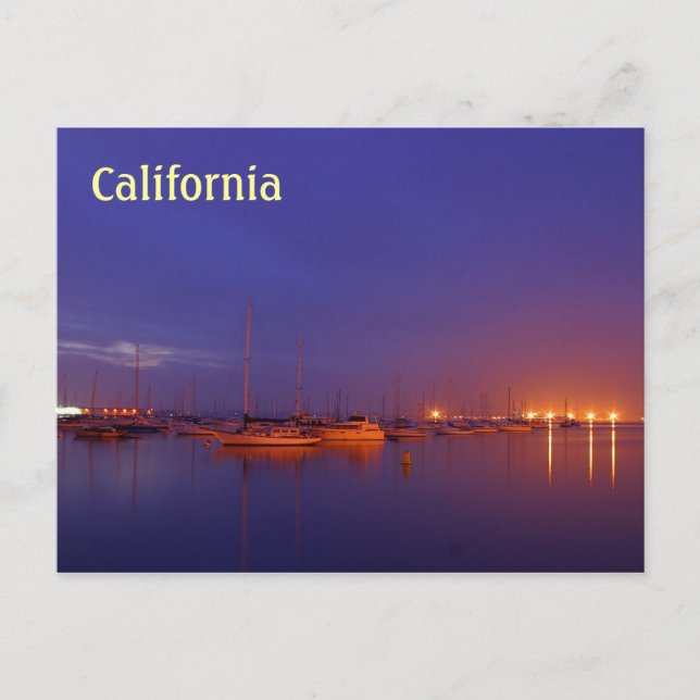 California Segelboote in Jachthafen bei dusk Postk Postkarte (Vorderseite)