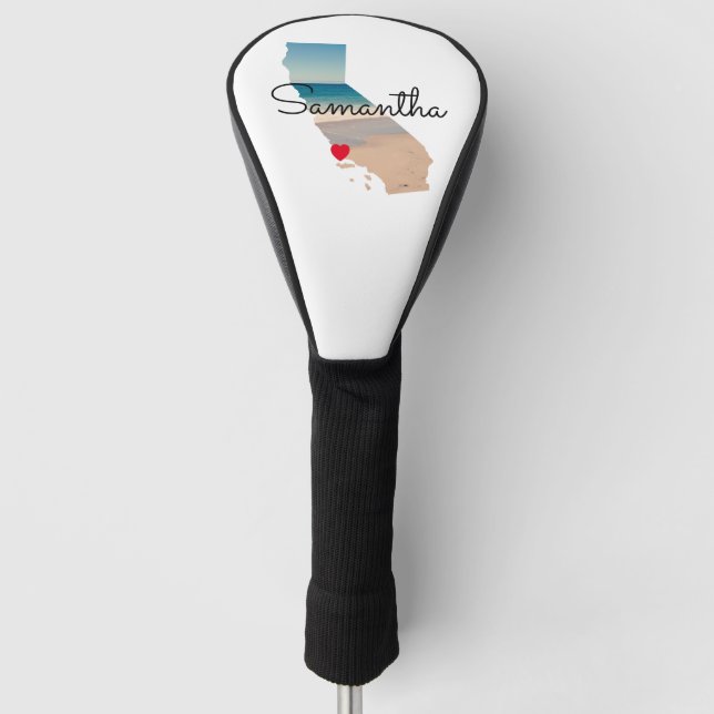 California Shape Heart Photo  Golf Headcover (Vorderseite)