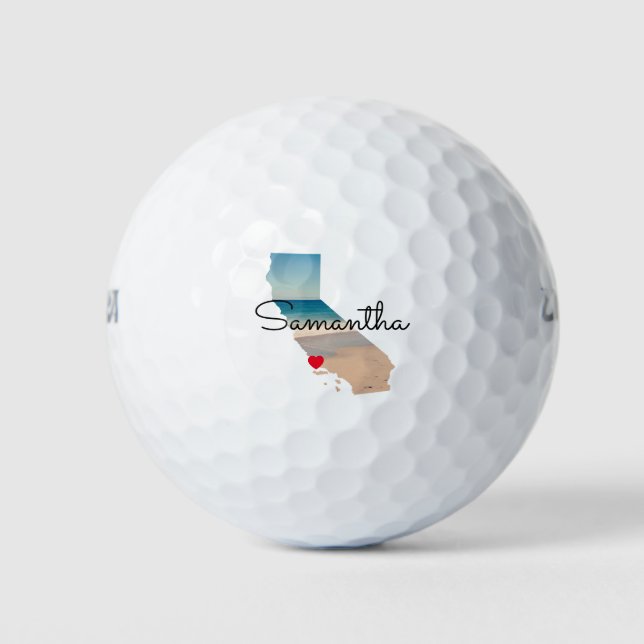 California Shape Heart Photo  Golfball (Vorderseite)