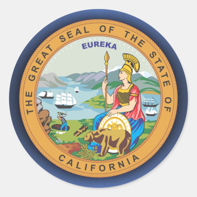 California Siegel Runder Aufkleber (Vorderseite)