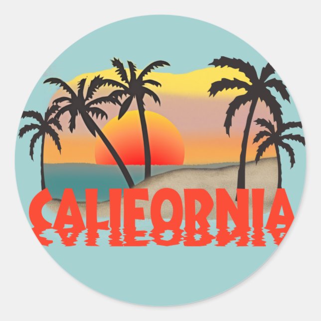 California Souvenir Runder Aufkleber (Vorderseite)
