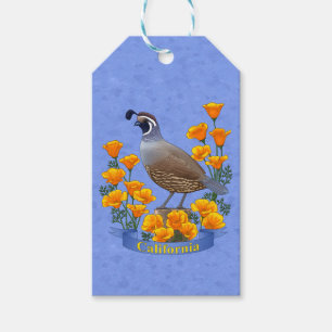 California Staat Bird Quail & Golden Poppe Geschenkanhänger