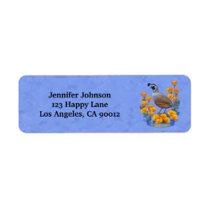 California Staat Bird Quail & Golden Poppy