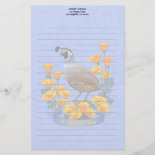 California Staat Bird Quail & Golden Poppy Briefpapier