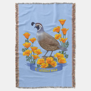 California Staat Bird Quail & Golden Poppy Decke