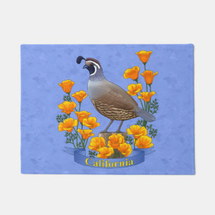 California Staat Bird Quail & Golden Poppy Fußmatte