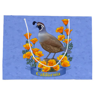 California Staat Bird Quail & Golden Poppy Große Geschenktüte