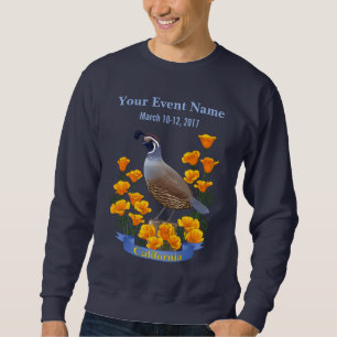 California Staat Bird Quail & Golden Poppy Sweatshirt