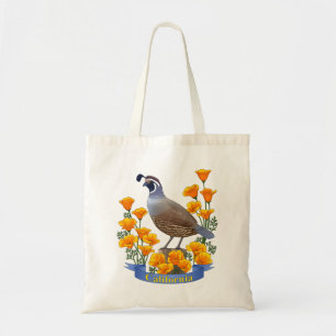 California Staat Bird Quail & Golden Poppy Tragetasche