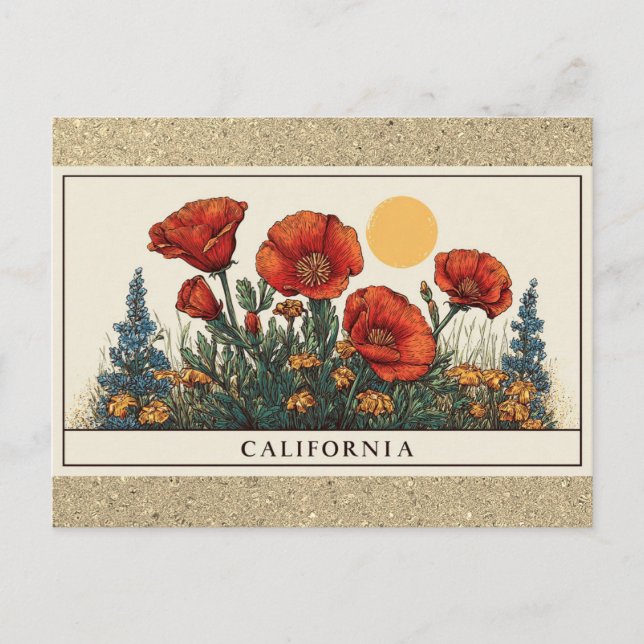 California Staat Blume Wildblume Postkarte (Vorderseite)
