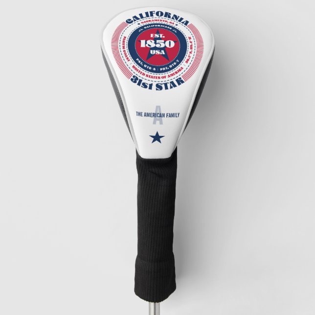 California Staat Circle Custom Golf Head Cover Golf Headcover (Vorderseite)