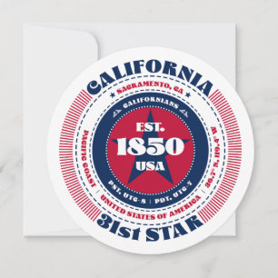 California Staat Circular Typografy Flat Card