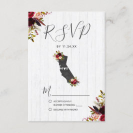 California Staat Destination Rustic Wedding RSVP Karte
