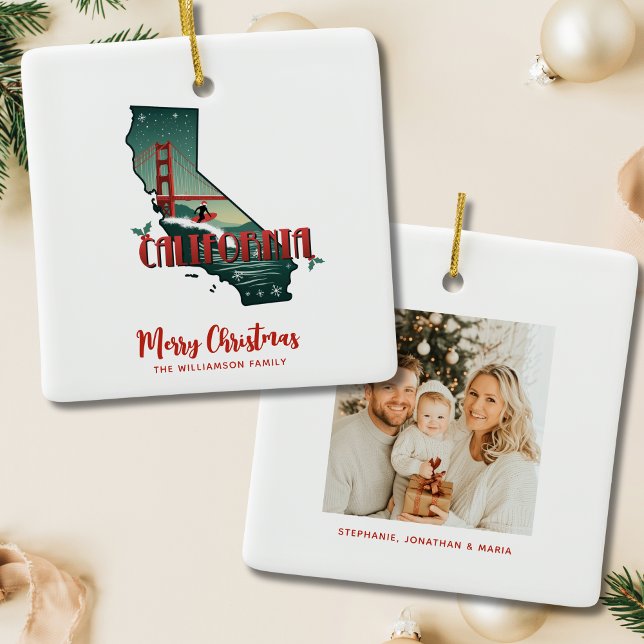 California Staat Foto Weihnachten Keramikornament (Personalize with photo and text.  Other items available in collection)