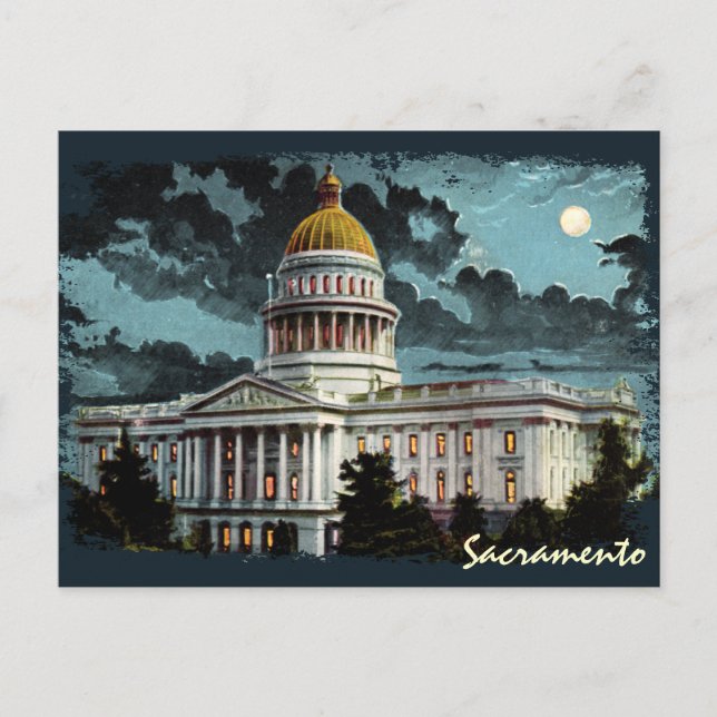 California Staat Hauptstadt Mondlicht Postkarte (Vorderseite)