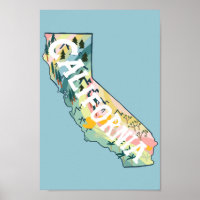 California Staat Illustriert Map
