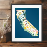 California Staat Illustriert Map Poster<br><div class="desc">Dekorieren Sie Ihren Raum mit dieser farbenfrohen kalifornischen Staat-Karte. Macht ein großartiges Geschenk! Sie können ihn anpassen und auch Text hinzufügen. Karo in meinem Shop für viele weitere Artikel und andere Designs!</div>