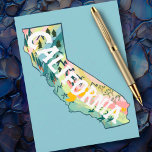 California Staat Illustriert Map Postkarte<br><div class="desc">Karo aus dieser bunten Staat-Karte zeichnend. Besuchen Sie meinen Shop für mehr Staaten und mehr passende Artikel!</div>