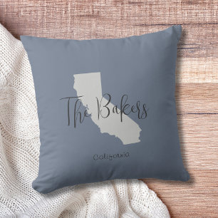 California Staat Kontur Familienname Throw Kissen