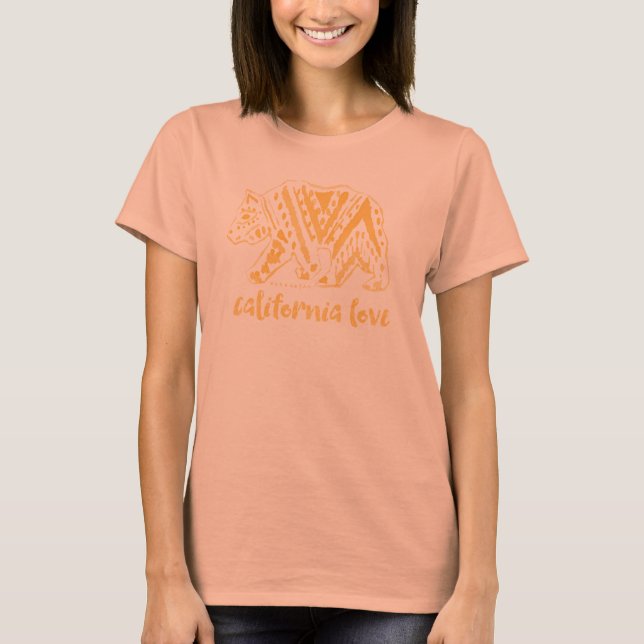 California Staat Liebe Goldener Bär T-Shirt (Vorderseite)