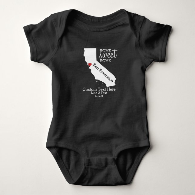 California Staat Liebe Zuhause Sweet Zuhause Custo Baby Strampler (Vorderseite)