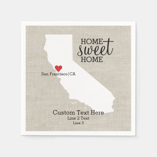 California Staat Liebe Zuhause Sweet Zuhause Custo Serviette (Vorderseite)