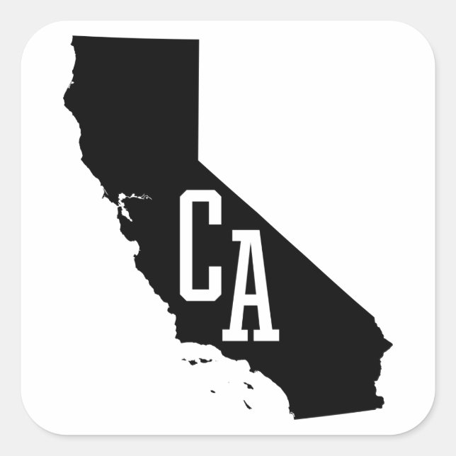 California Staat Map CA AbkürzungsStickers Quadratischer Aufkleber (Vorderseite)