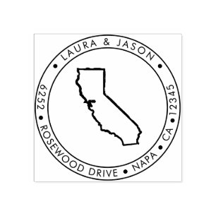 California Staat Map Rücksendeadresse Holzkunst B Gummistempel