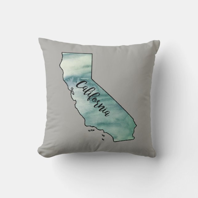California Staat Map Wasserfarben-Kissen Kissen (Vorderseite)
