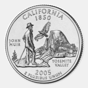 California Staat Quarter Runder Aufkleber