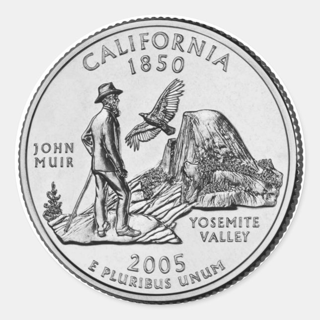 California Staat Quarter Runder Aufkleber (Vorderseite)