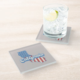 California Stars & Stripes Silhouette Glasuntersetzer