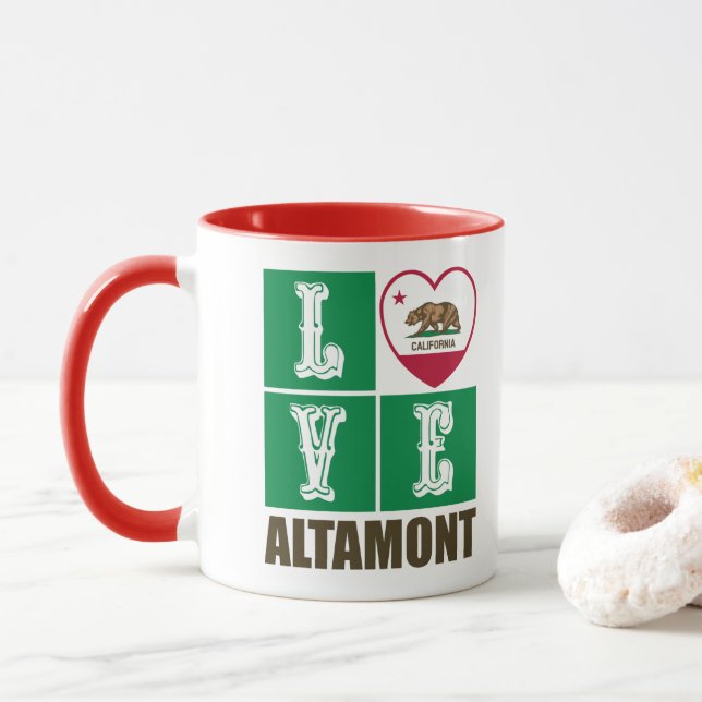 California State Flag Heart Altamont Tasse (Mit Donut)