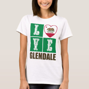California State Flag Heart Glendale T-Shirt