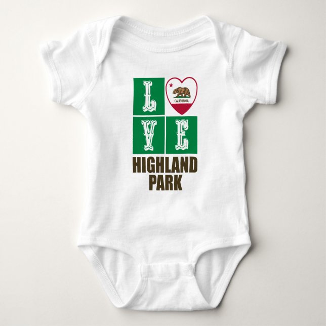 California State Flag Heart Highland Park Baby Strampler (Vorderseite)