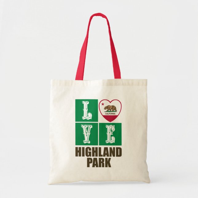 California State Flag Heart Highland Park Tragetasche (Vorne)