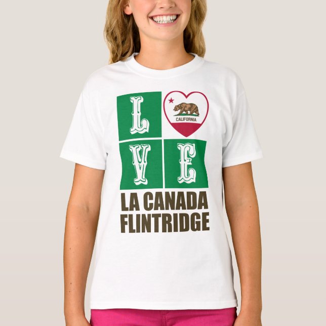 California State Flag Heart La Canada Flintridge T-Shirt (Vorderseite)