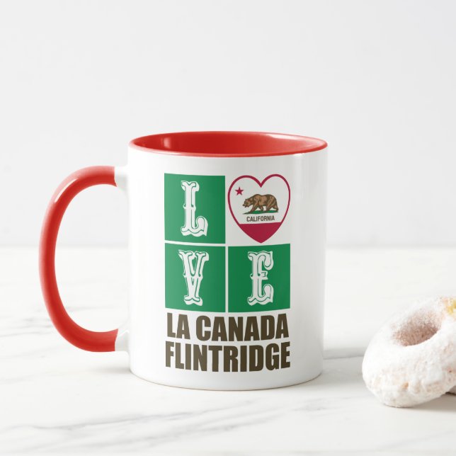 California State Flag Heart La Canada Flintridge Tasse (Mit Donut)