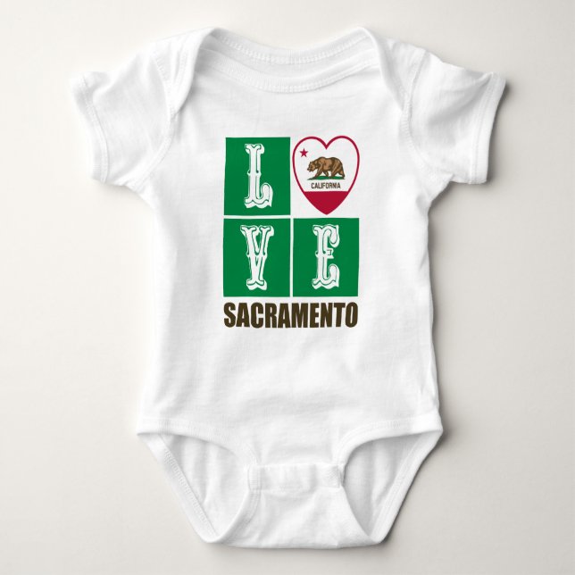 California State Flag Heart Sacramento Baby Strampler (Vorderseite)