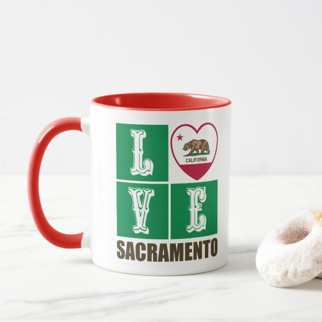 California State Flag Heart Sacramento Tasse (Mit Donut)