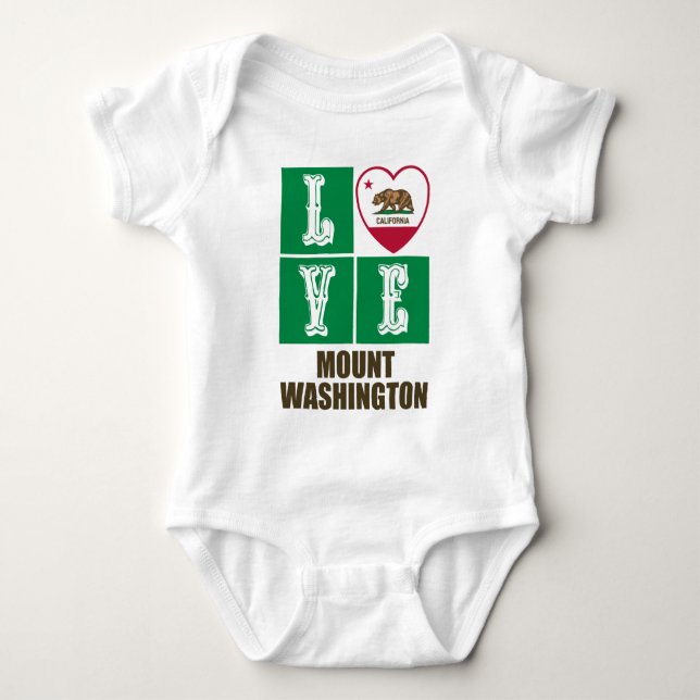 California State Flag Herz Liebe Mount Washington Baby Strampler (Vorderseite)