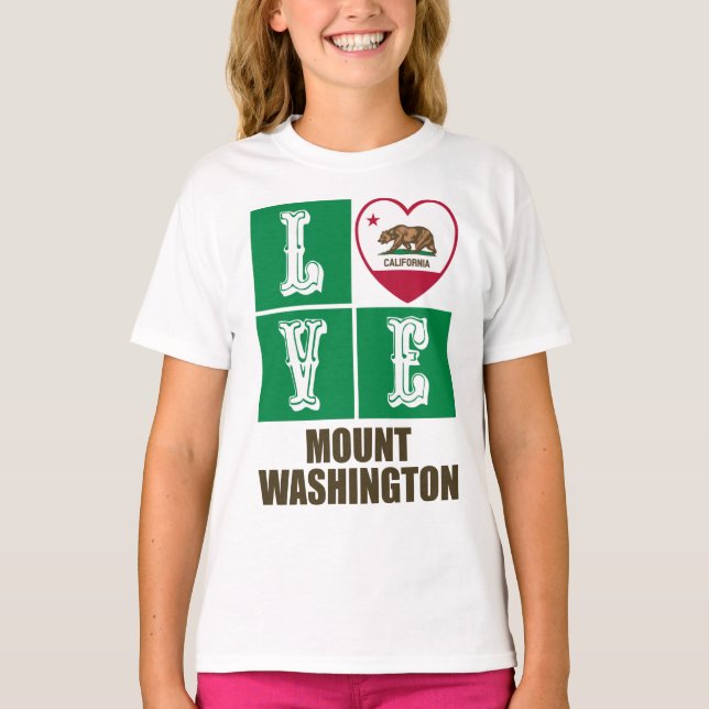 California State Flag Herz Liebe Mount Washington T-Shirt (Vorderseite)