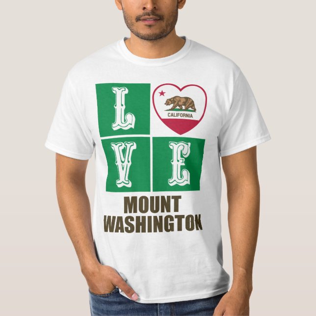 California State Flag Herz Liebe Mount Washington T-Shirt (Vorderseite)
