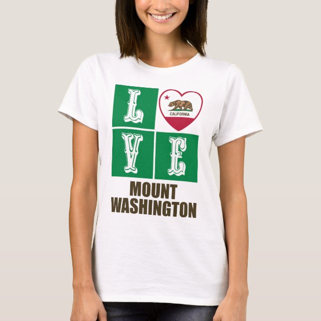California State Flag Herz Liebe Mount Washington T-Shirt (Vorderseite)